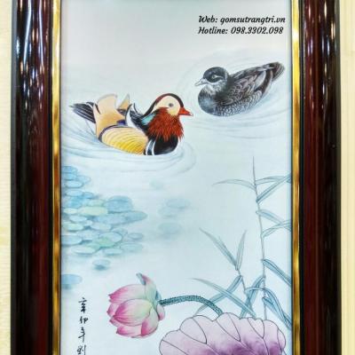 Tranh Sứ Họa Tiết Hoa Sen